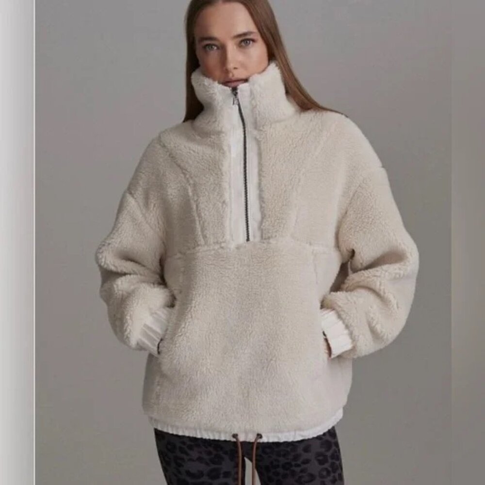 VARLEY Appleton Half 1/2 Zip Oversized Sherpa Fleece Pullover Cream Sz XS